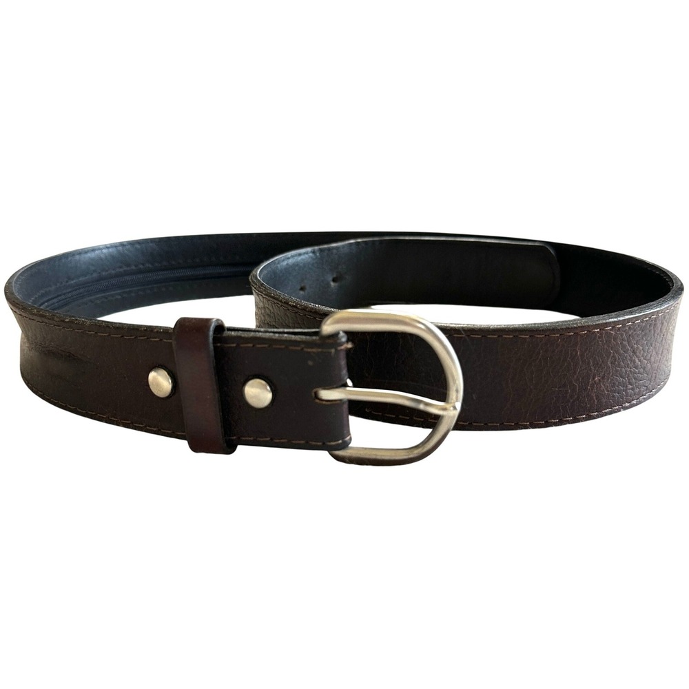 VTG Atitlan Leather Money Belt Brown Hidden Zipper Travel Security 38 Workwear
